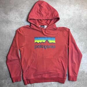 Patagonia Men's Line Logo Badge Pullover Hoodie Sweatshirt‎ Feather Red Small